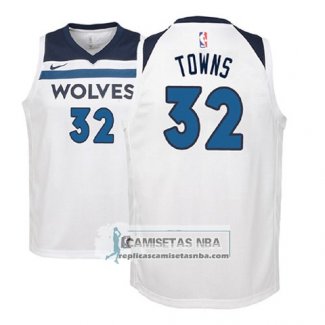 Camiseta Nino Timberwolves Karl-anthony Towns 2017-18 Blanco