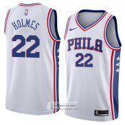 Camiseta Philadelphia 76ers Richaun Holmes Association 2018 Blan