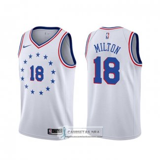 Camiseta Philadelphia 76ers Shake Milton Earned Blanco