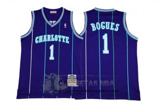 Camiseta Retro Hornets Bogues Purpura