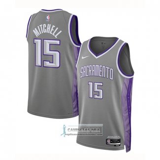 Camiseta Sacramento Kings Davion Mitchell NO 15 Ciudad 2022-23 Gris