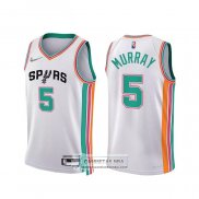 Camiseta San Antonio Spurs Dejounte Murray NO 5 Ciudad 2021-22 Blanco