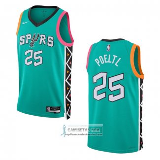 Camiseta San Antonio Spurs Jakob Poeltl NO 25 Ciudad 2022-23 Verde