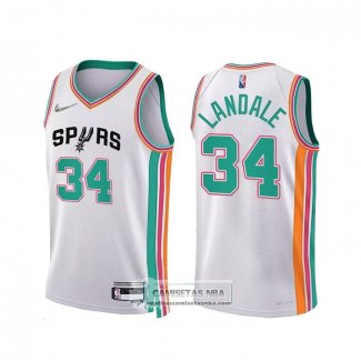 Camiseta San Antonio Spurs Jock Landale NO 34 Ciudad 2021-22 Blanco