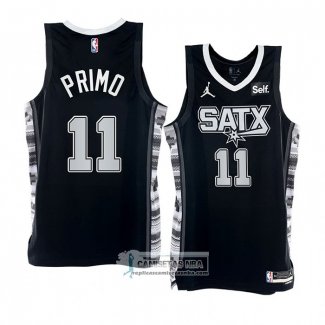 Camiseta San Antonio Spurs Joshua Primo NO 11 Statement 2022-23 Negro