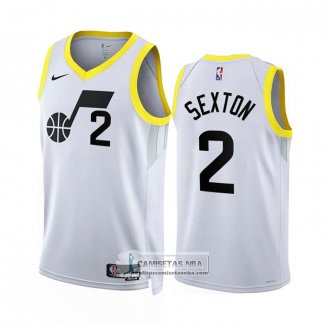 Camiseta Utah Jazz Collin Sexton NO 2 Association 2022-23 Blanco