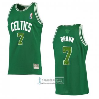 Camiseta Boston Celtics Jaylen Brown NO 7 Snakeskin Hardwood Classics 2021 Verde