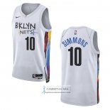 Camiseta Brooklyn Nets Ben Simmons NO 10 Ciudad 2022-23 Blanco