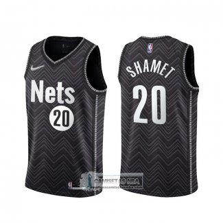 Camiseta Brooklyn Nets Landry Shamet Earned 2020-21 Negro