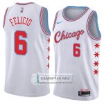 Camiseta Bulls Cristiano Felicio Ciudad 2018 Blanco