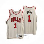 Camiseta Chicago Bulls Derrick Rose NO 1 Association Autentico Blanco