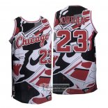 Camiseta Chicago Bulls Michael Jordan NO 23 Blanco Negro Rojo