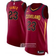 Camiseta Cleveland Cavaliers LeBron James NO 23 Icon Autentico Rojo