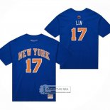 Camiseta Corta Manga New York Knicks Jeremy Lin NO 17 Azul