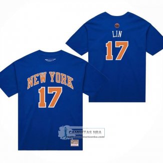 Camiseta Corta Manga New York Knicks Jeremy Lin NO 17 Azul
