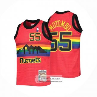Camiseta Denver Nuggets Dikembe Mutombo NO 55 Mitchell & Ness 1991-92 Rojo
