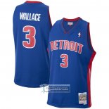 Camiseta Detroit Pistons Ben Wallace NO 3 Mitchell & Ness 2003-04 Azul