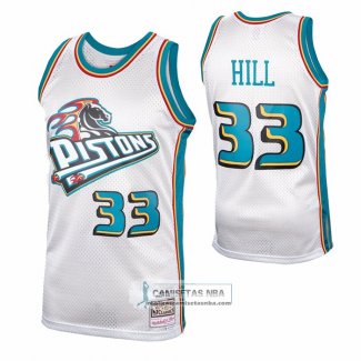 Camiseta Detroit Pistons Grant Hill NO 33 Mitchell & Ness 1998-99 Blanco