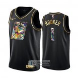 Camiseta Golden Edition Phoenix Suns Devin Booker NO 1 2021-22 Negro