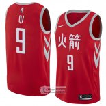 Camiseta Houston Rockets Zhou Qi Ciudad 2018 Rojo