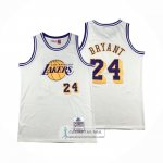 Camiseta Los Angeles Lakers Kobe Bryant NO 24 Mitchell & Ness Chainstitch Crema