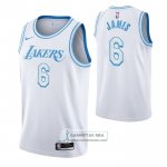 Camiseta Los Angeles Lakers LeBron James Ciudad 2021-22 Blanco