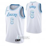 Camiseta Los Angeles Lakers LeBron James Ciudad 2021-22 Blanco