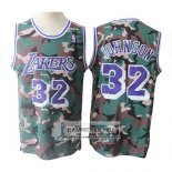 Camiseta Los Angeles Lakers Magic Johnson Camuflaje Verde