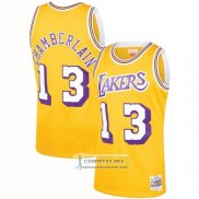 Camiseta Los Angeles Lakers Wilt Chamberlain NO 13 Mitchell & Ness 1971-72 Amarillo