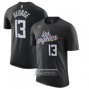 Camiseta Manga Corta Los Angeles Clippers Paul George Ciudad 2022-23 Negro