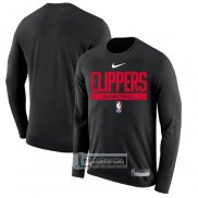 Camiseta Manga Larga Los Angeles Clippers Practice Performance 2022-23 Negro