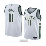 Camiseta Milwaukee Bucks Brook Lopez Association 2018 Blanco