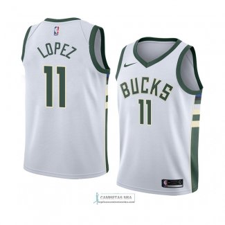 Camiseta Milwaukee Bucks Brook Lopez Association 2018 Blanco