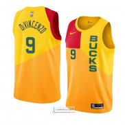 Camiseta Milwaukee Bucks Donte Divincenzo Ciudad 2018-19 Amarill