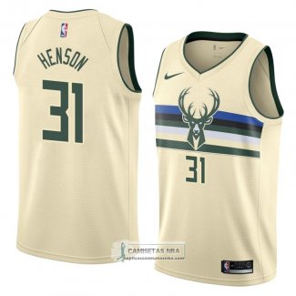 Camiseta Milwaukee Bucks John Henson Ciudad 2018 Crema