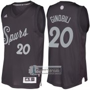 Camiseta Navidad Spurs Manu Ginobili 2016 Negro