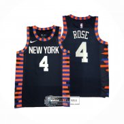 Camiseta New York Knicks Derrick Rose NO 4 Ciudad Edition 2019-20 Azul