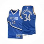 Camiseta Nino Milwaukee Bucks Giannis Antetokounmpo NO 34 Ciudad 2024-25 Azul
