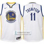 Camiseta Nino Warriors Klay Thompson 2017-18 Blanco