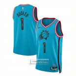 Camiseta Phoenix Suns Devin Booker NO 1 Ciudad 2022-23 Azul