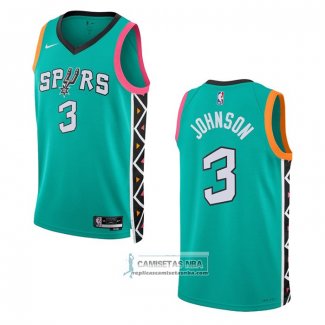 Camiseta San Antonio Spurs Keldon Johnson NO 3 Ciudad 2022-23 Verde