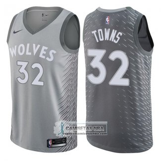 Camiseta Timberwolves Karl Anthony Towns Ciudad 2017-18 Gris