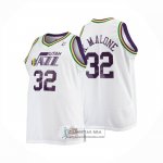 Camiseta Utah Jazz Karl Malone NO 32 Mitchell & Ness 1991-92 Blanco