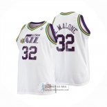 Camiseta Utah Jazz Karl Malone NO 32 Mitchell & Ness 1991-92 Blanco