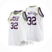 Camiseta Utah Jazz Karl Malone NO 32 Mitchell & Ness 1991-92 Blanco