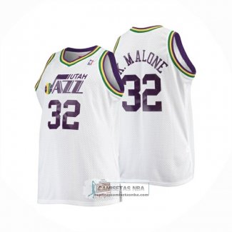 Camiseta Utah Jazz Karl Malone NO 32 Mitchell & Ness 1991-92 Blanco