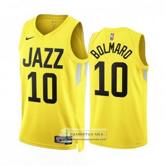 Camiseta Utah Jazz Leandro Bolmaro NO 10 Icon 2022-23 Amarillo
