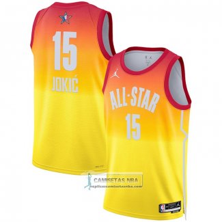 Camiseta All Star 2023 Denver Nuggets Nikola Jokic NO 15 Naranja