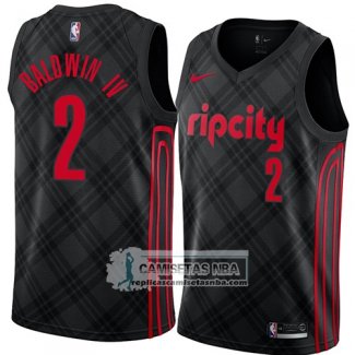 Camiseta Blazers Wade Baldwin Iv Ciudad 2018 Negro