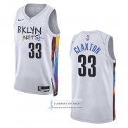 Camiseta Brooklyn Nets Nicolas Claxton NO 33 Ciudad 2022-23 Blanco